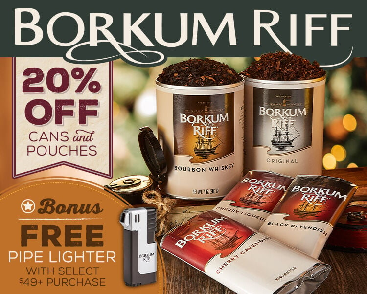 Get 20% Off Borkum Riff + A FREE Borkum Riff Pipe Lighter When You Spend $49+ On Borkum Riff!